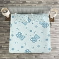 thumbnail image 3 of Ambesonne Cartoon Quilted Bedspread Set 3 Pcs, Bears and Letters Cold Tone, King Size, Pale Blue Aqua, 3 of 3