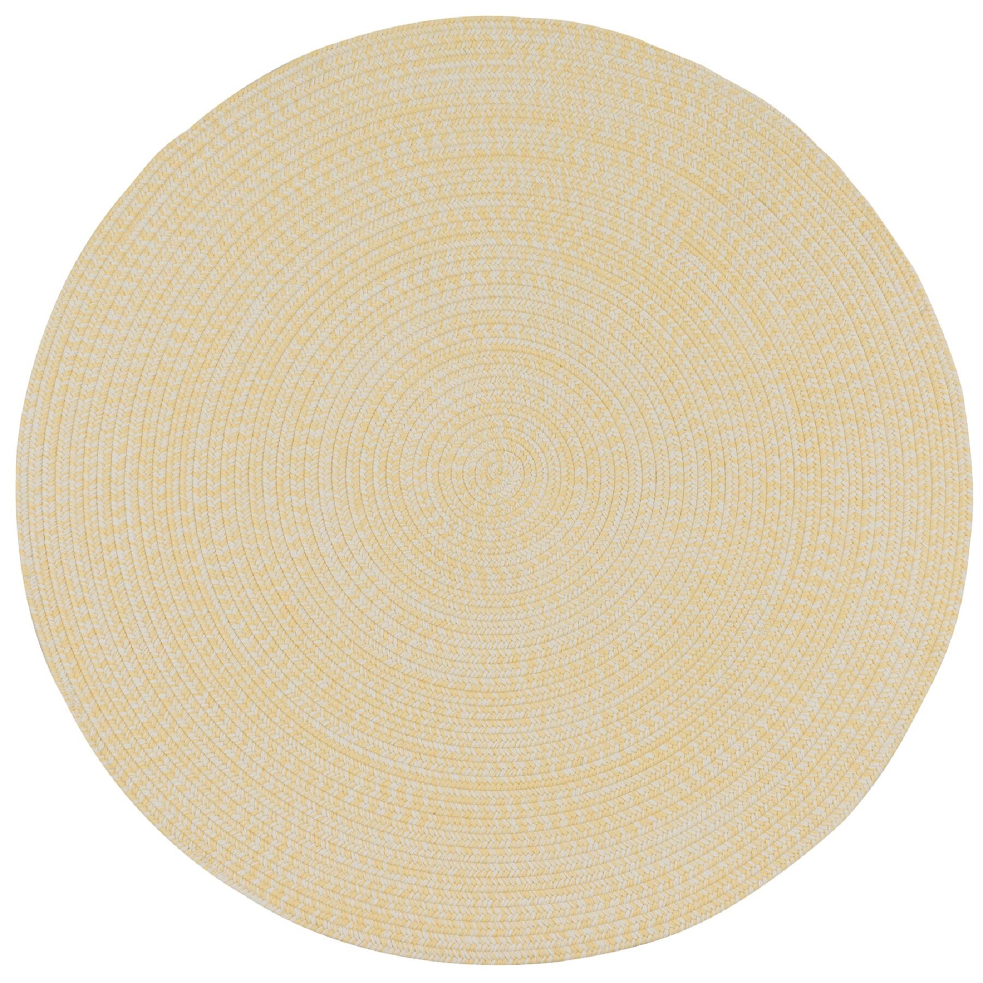 3' Yellow and White Braided Round Area Throw Rug