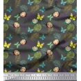thumbnail image 1 of Soimoi Poly Georgette Fabric Tropical Leaves,Floral & Butterfly Print Fabric by The Yard 42 Inch Wide, 1 of 5