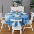 thumbnail image 2 of Blue White Tie Dye Swirl Pattern Round Tablecloth 60"x60",Wrinkle Wipeable Table Cloth for Kitchen Dining Room Picnic Patio Party, 2 of 6