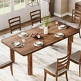 thumbnail image 5 of Finmind Wood Dining Table for 4-6 People, 63-Inch Farmhouse Kitchen Table with Solid Wood Legs, Rectangular Dinner Table for Dining Room, Kitchen, Living Room, 5 of 8