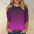 thumbnail image 2 of gakvbuo Petite Tops For Women Tops 3/4 Sleeve Pullover Shirts Cold shoulder Tunic Tops Crewneck Slim Fit Half Sleeve off shoulder Graphic Tshirts Gradient Blouse Tops, 2 of 6