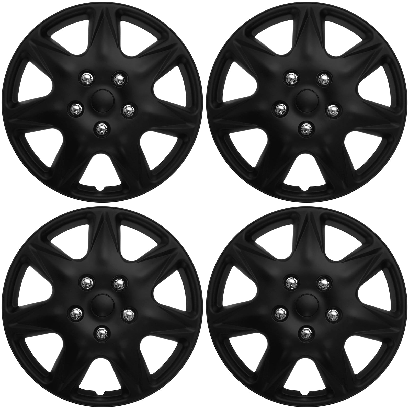 Fits most 15 Inch Factory Steel Wheels. Set of 4 Cover Trend ,Universal Matte Black 15 Hub Caps Wheel Covers 