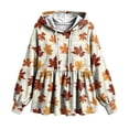 thumbnail image 6 of Xdegoge Womens Fall Pumpkin Print Hooded Sweatshirts Long Sleeve Babydoll Peplum Pullover Ruffle Hem Graphic Tops Casual Thanksgiving Clothes, 6 of 7