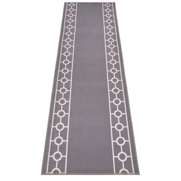 Extra-Long Low Pile Runner Rug Skid Resistant Backing Rug Runner Bordered Geometric Abstract Design Cut to Size Roll Runner Rugs - 40 Feet x 36 Inch