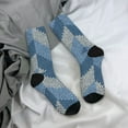 thumbnail image 5 of Cauagu Cozy Knitted Blue Chevron Print Crew Socks for Women and Men,Adult Athletic Running Socks 1-Pair Sports Socks Work Gear Socks with Moisture Wicking, 5 of 6