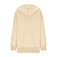 thumbnail image 5 of Women's Casual V-neck Pullover Long-sleeve Solid Color Fleece-lined Hooded Sweatshirt Top, Warm and Comfortable Hoodie for Winter Season,Beige,L, 5 of 6