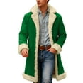 thumbnail image 2 of Winter Jacket Men Christmas Fur Long Cardigan Fuzzy Flannel Warm Winter Coats for Men Jackets Xmas Holiday, 2 of 7