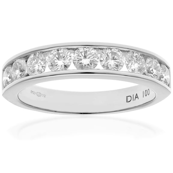 Platinum Jewelco London 1ct Diamond 9 Stone Channel Set Half Eternity Ring 3mm