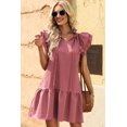thumbnail image 4 of Yesfashion Womens Summer Dresses 2025 V Neck Ruffle Cap Short Sleeve Mini Dress Casual Flowy Pleated A Line Sundress, 4 of 6