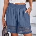 thumbnail image 2 of Shorts Taille Haute en Coton Lin Couleur Unie pour Femmes Polyester Décontracté pour Usage Quotidien, 2 of 6