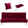thumbnail image 3 of SHANNA Stretch Futon Covers Armless Sofa Bed Cover for Sofa Length 70.9-82.7 Inches (Burgundy), 3 of 8