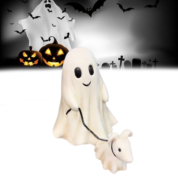 1pc Halloween Ghost Walking Dog Statue, 5.9In Halloween Ghost Dog Figurine Home Tabletop Decorations