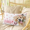thumbnail image 4 of Valentine's Day Pillow Covers, Linen Long Throw Pillow Case, Cute Dog Heart Roses Floral Romantic Holiday Pillow Protector Decorative Cushion Cover for Living Room/Bedroom 20" x 36", 4 of 8