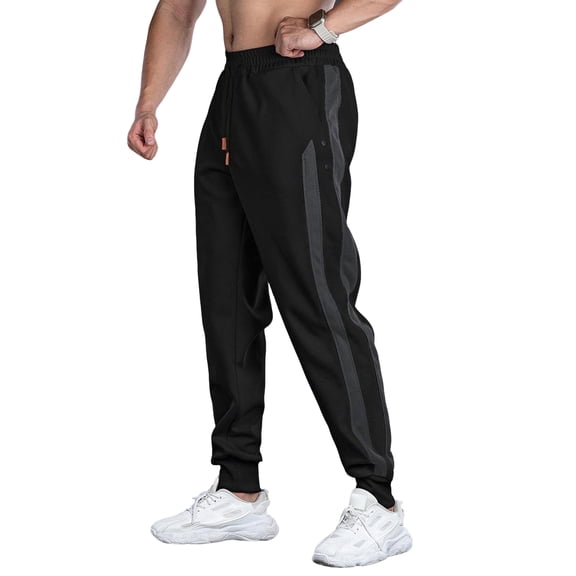 Men’s Athletic Jogger Pants with Contrast Side Stripe and Adjustable Waistband for Training Running Casual Wear