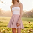 thumbnail image 2 of Amkhujs Summer A Line Skirts for Women Fitted High Waist Mini Skirt Fashion Solid Soft Flowy Skirt for Going Out Wear,Pink,XXL, 2 of 5