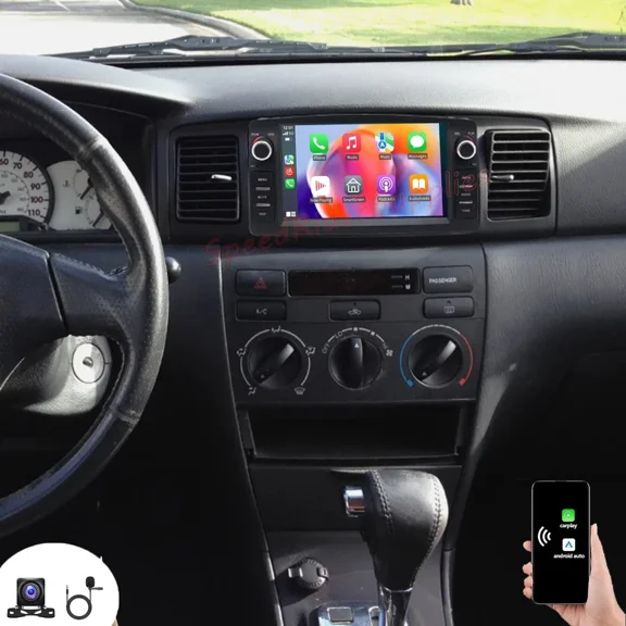 7" Android 15 Car Stereo for Toyota Corolla 2000-2006, 2 64GB, Wireless CarPlay & Android Auto, Built-in GPS Navigation, AHD Backup Camera, SWC, WiFi/Bluetooth