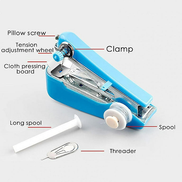 Handheld Sewing Machine Mini Stitching Machine DIY Hand Sewer Machine Blue  