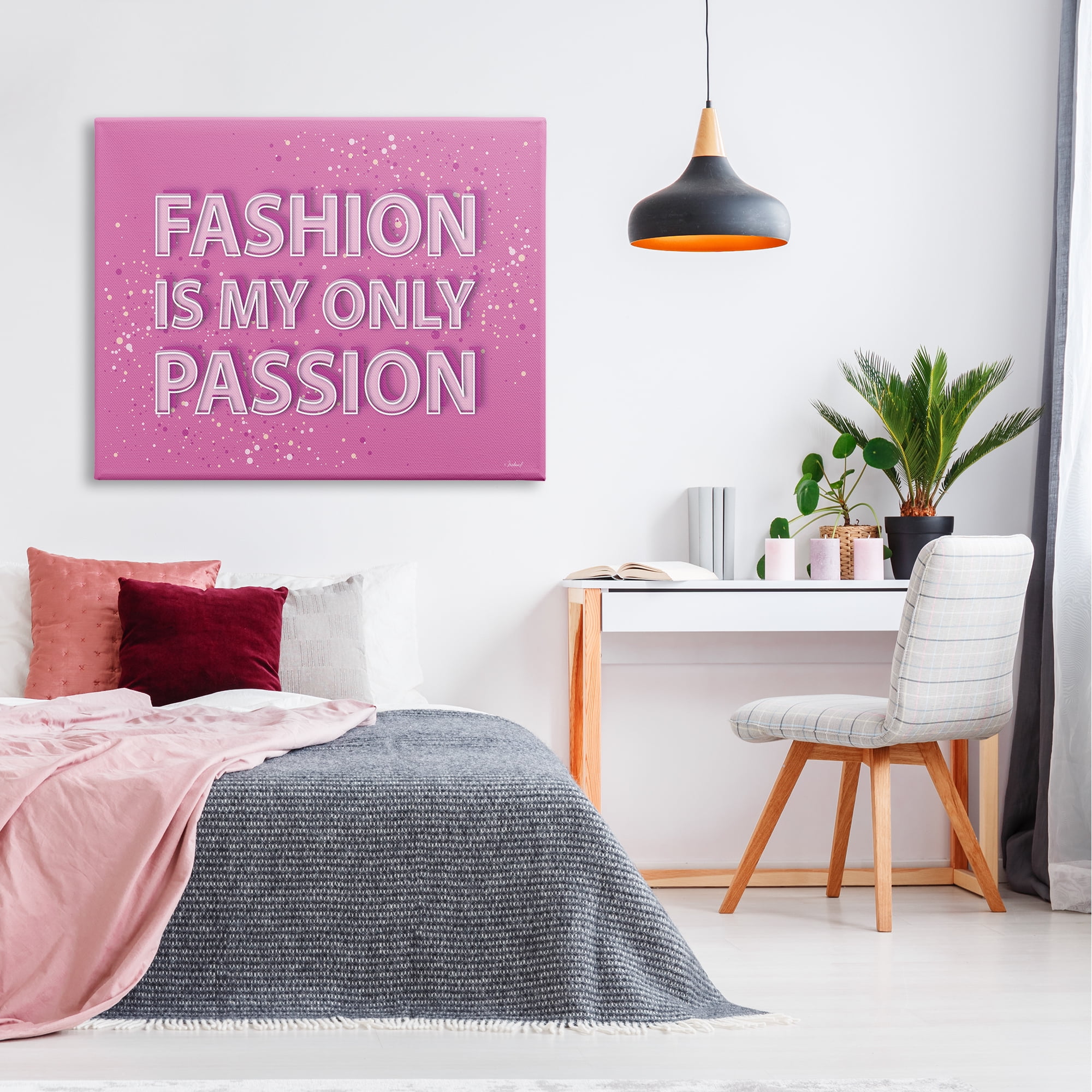 Stupell Industries Fashion is Passion Phrase Beauty & Fashion Painting Gallery Wrapped Canvas Art Print Wall Art, 48 x 36