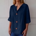 thumbnail image 2 of Lixiuxyad Womens Solid Color T Shirts Women's V Neck Button Down Shirt Casual Blouse For Daily Wear And Spring Summer Fall Tops Loose Fit Comfortable Button Up Shirt With Classic Design, 2 of 4