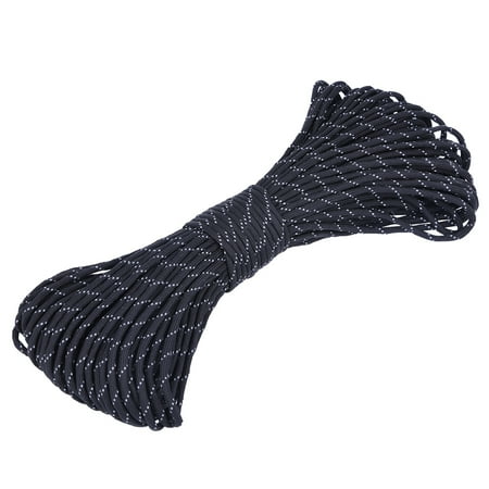 

31m Reflective Multi Function Paracord Lanyard 9 Strand Core Rope for Camping Hunting(Black)