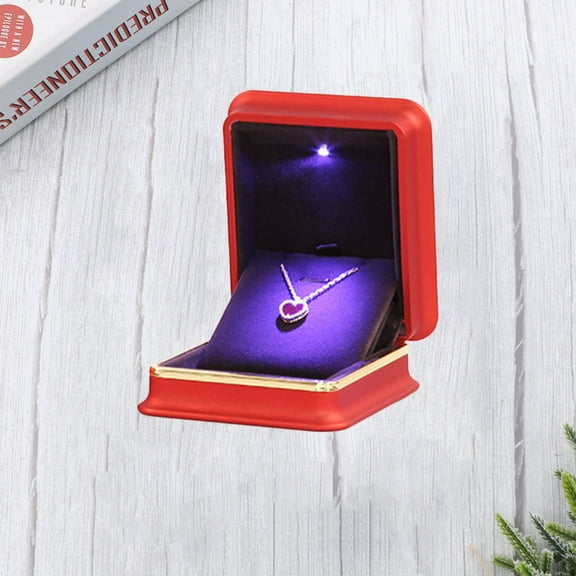 WHAMVOX LED Jewelry Box Delicate Earrings Necklacce Storage Case Red Wedding Jewel Organizer Packaging Box