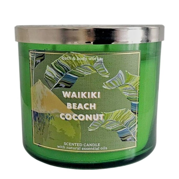 Bath and Body Works Waikiki Beach Coconut Scented 3-Wick Candle (14.5 OZ / 411 G)