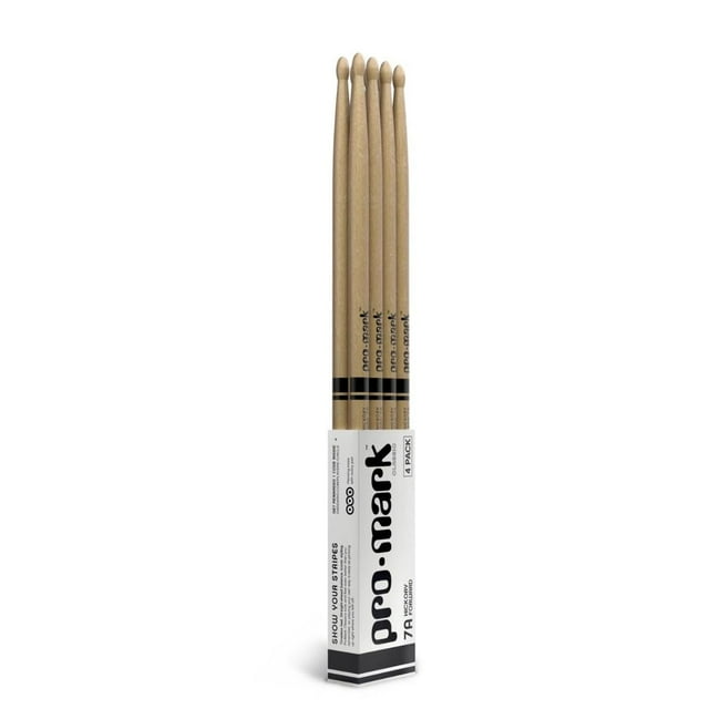 Promark American Hickory Classic 7A Drumsticks, Oval Tip, Four Pairs
