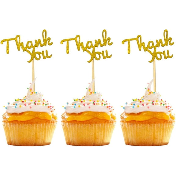 "Honbay 8pcs Glitter Gold Thank You Cupcake Toppers Cake Toppers Thanksgiving Themed Party Cake Decorations for Wedding, Birthday, Baby Shower, Graduation, Anniversary, Thanksgiving Day, Christmas