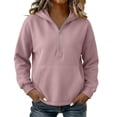 thumbnail image 5 of CHGBMOK Half Zip Hoodies for Women Long Sleeve Drop Shoulder Sweatshirt Loose Casual Pullover with Pocket, 5 of 6