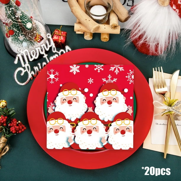 Hogar y cocina, Decoración del hogar, Decoración navideña, Servilletas con temática de Papá Noel, Servilletas de decoración navideña, servilletas de papel