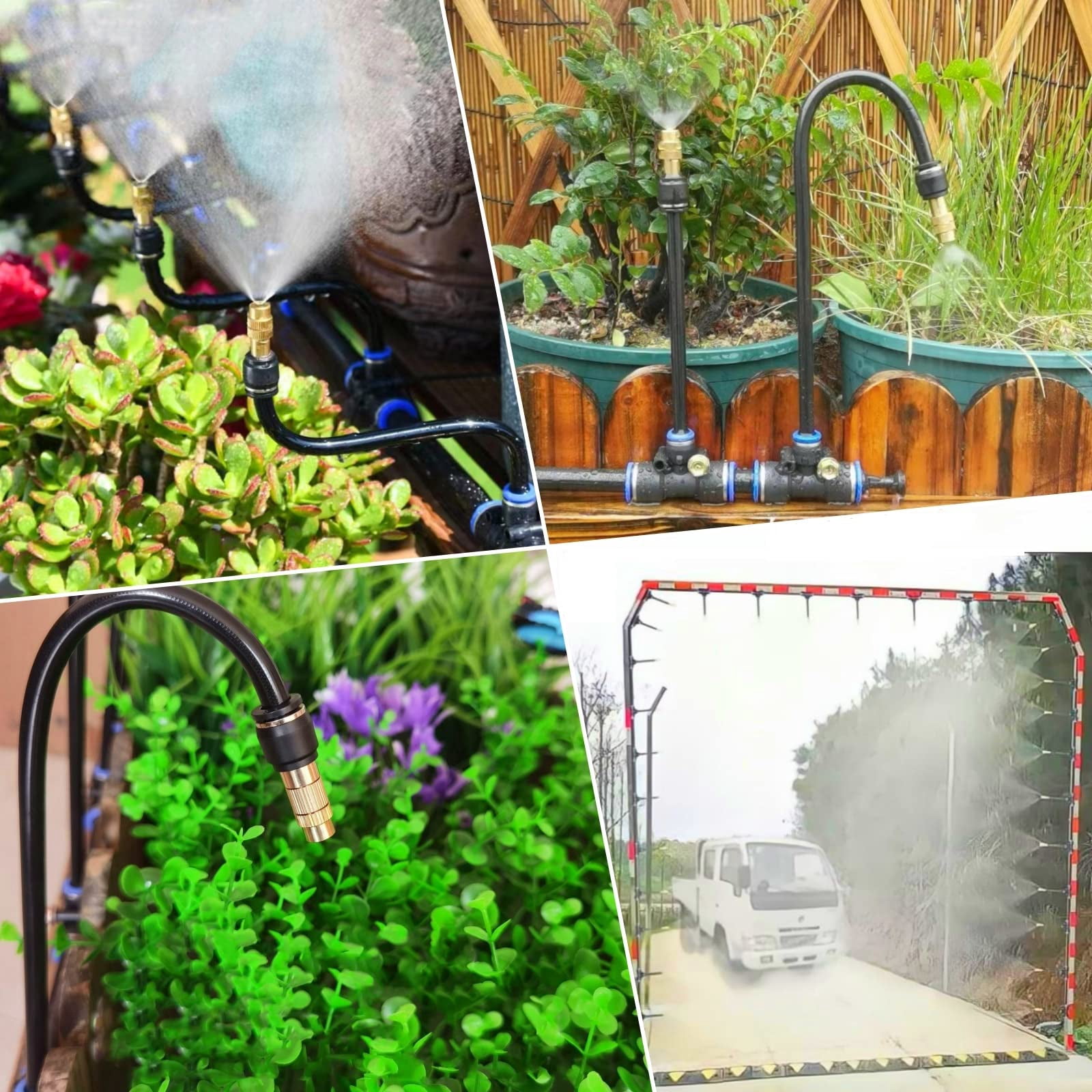82ft Drip Irrigation Kit  Automatic Garden Watering System With Tool-free Quick Connectors 360° Bending Droppers & Copper Misting Nozzles For Greenhouse Patio Lawn Vegetable Garden. (25m)