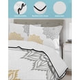 thumbnail image 4 of Boho Gray Beige Floral Full Size Down Alternative Comforter, Lightweight Comforter Quilt Bedding Set with Pillow Shams Retro Abstract Art Flowers All Seasons Bed Comforter Duvet Insert 78"x90", 4 of 7