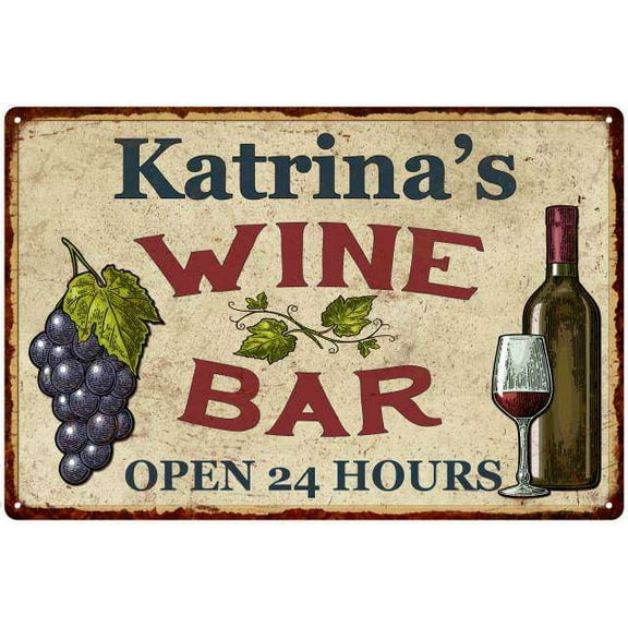 Katrina's Rustic Wine Bar Sign Wall Decor Kitchen Gift 8 x 12 High Gloss Metal 208120056712
