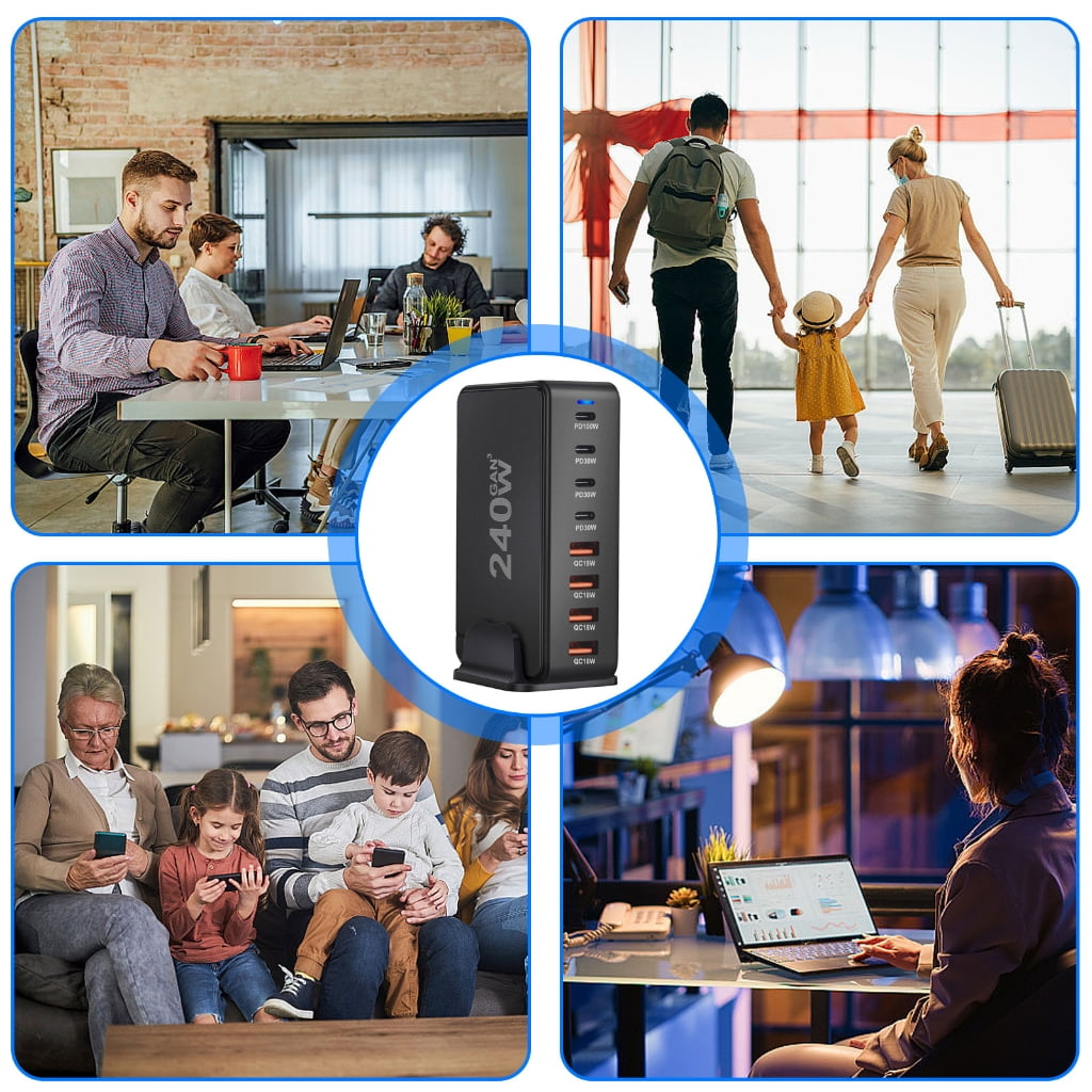 240W USB C Fast Charging Adapters Charging Station for Various Electronics