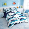 thumbnail image 2 of Manfei Cartoon Whale Twin Bedding Sets for Kids Boys and Girls, Sea Animal Bedding Comforter Set, Navy Reversible 7pcs, 2 of 6