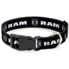 Dodge Pet Collar, Dog Collar Plastic Buckle, Ram Shield Logo Bold Text Black White, 7 to 8.5 Inches 0.5 Inch Wide