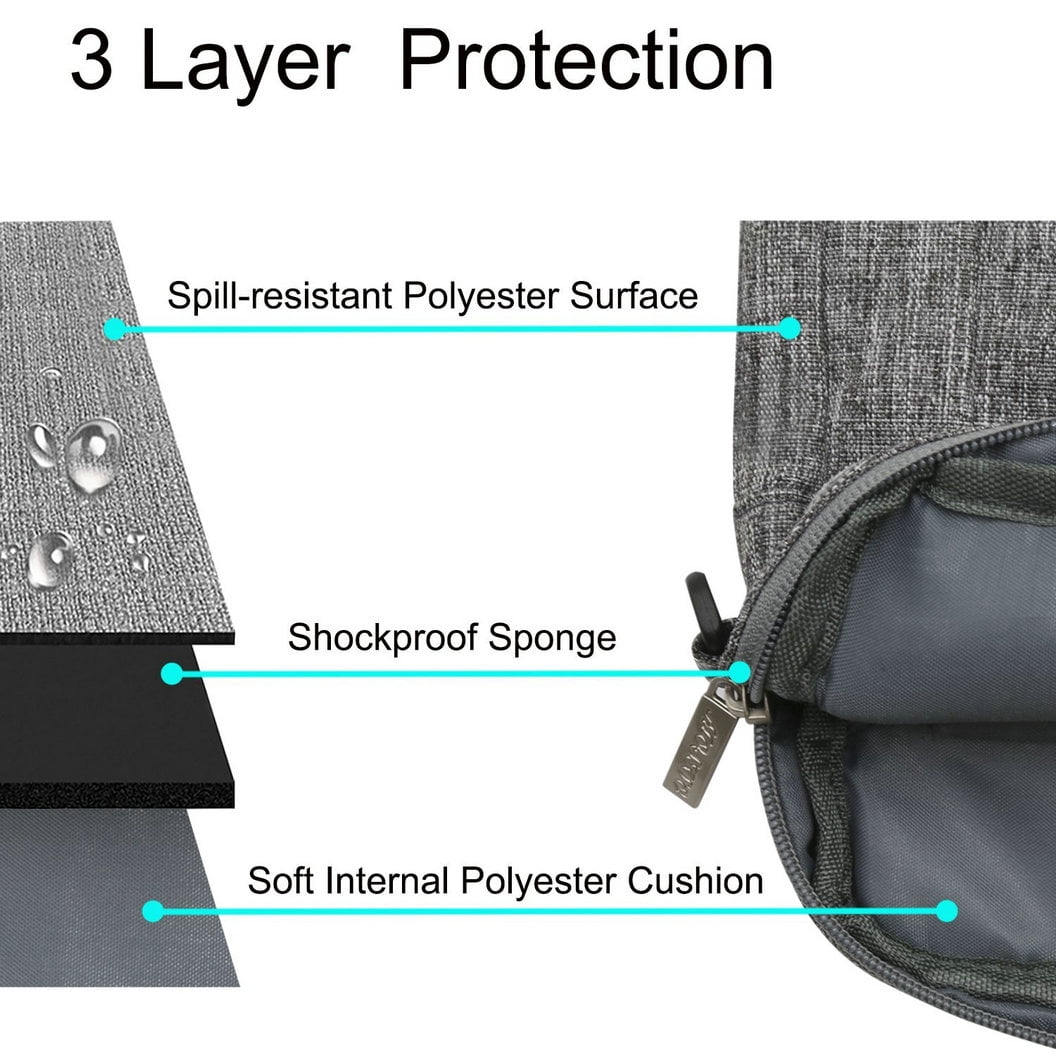 Mosiso Messenger Laptop Shoulder Bag for 15-15.6 Inch new MacBook Pro Notebook Compatible with 14 Inch Ultrabook Polyester Briefcase with Adjustable Depth at Bottom,Gray