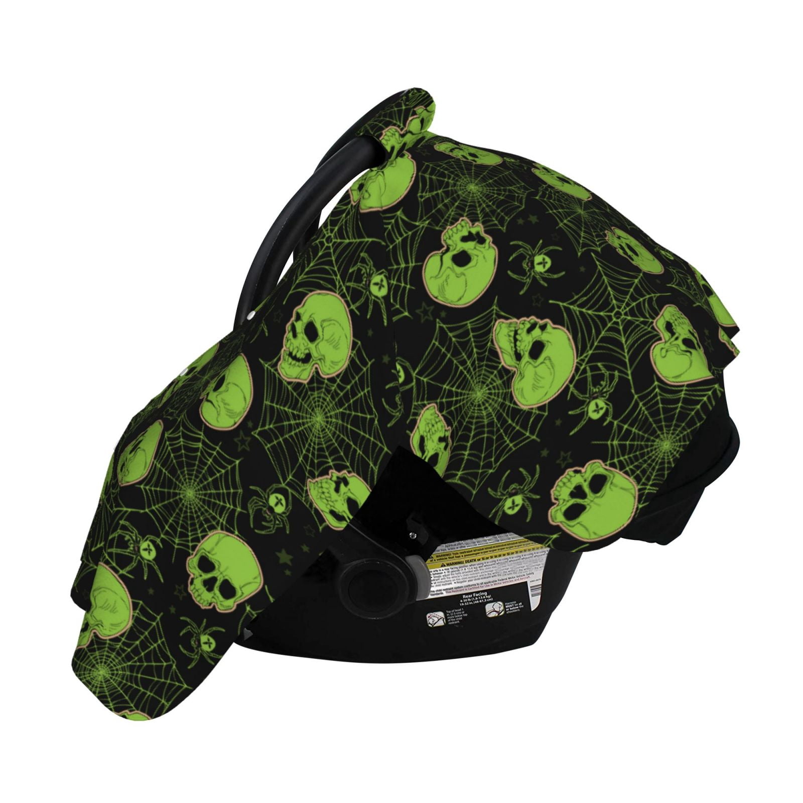 Naloa Skulls And Cobwebs Baby Car Seat Cover, Breathable Baby Carrier Cover, Multiuse Baby Carrier Cover & Nursing Breastfeeding Cover