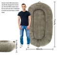 thumbnail image 3 of Danolapsi Dog Bed for Adult，Human Size Giant Dog Bed for Men and Women,Human Dog Lazy Sofa Bed for People and Pets,Washable Strip Flannel Nap Bed Adult Oval,Human-Sized Dog Bed,71”x48”x14”, 3 of 8