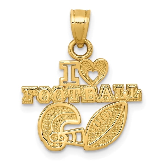 Auriga Fine Jewelry 10K Yellow Gold I HEART FOOTBALL Charm (L- 13.5 mm, W-17.5 mm) for Women