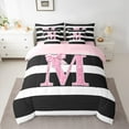 thumbnail image 2 of Feelyou Pink Glitter M Bedding Comforter Set 7 Pieces, Initial Letter A to Z Full Bedding Set, Kawaii Cartoon Style Reversible Fitted Sheet Flat Sheet, Luxury Bedroom Decor, 2 of 7