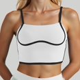 thumbnail image 5 of HNMKIU Women's Square Neck Longline Workout Camisole with Sports Bra Support Crop Yoga Top Built in Bra Tank Tops for Women White,XL, 5 of 5
