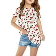 thumbnail image 2 of HAOTAGS Girls Graphic T-shirts, Cute Fruit Print Short Sleeve Round Neck Summer Tee Top Multicolor Size 5 T, 2 of 5