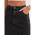 thumbnail image 5 of DARING DIVA Women's Long Denim Spring Slit Midi Jean Skirts X-Large Black, 5 of 7