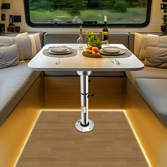 Adjustable Table Pedestal Stand Base for RV Marine Boat Caravan Aluminum TOP for Workrooms
