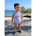 thumbnail image 5 of BemeyourBBs Newborn Baby Boys Summer Clothes Plaid Smocked Bubble Romper Baby Boys Summer Beach Holiday Outfits Casual Sailboat Crayfish Marine Embroidery Sleeveless Bodysuit Jumpsuit Playsuit, 5 of 9