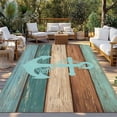 thumbnail image 3 of Fsddascl Turquoise Anchor Outdoor Rug for Patio/Deck/Porch, Non-Slip Large Area Rug 5 x 8 Ft, Nautical Brown Green Retro Wood Grain Indoor Outdoor Rugs Washable Area Rugs, Camping Rug Carpet, 3 of 5
