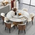 thumbnail image 3 of Italian Office Luxury Rock Board Dining Table Turntable Modern Simple Household Kitchen Table And Chair Bedroom Set Furniture My Lux Decor Round, 3 of 11