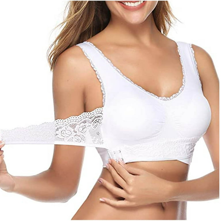 YWDJ Bras for Women Push Up No Underwire Front Closure Front Clip Zip Front  Front Snap Lace Sports Front Hook Front Close for Sagging Breasts Cross